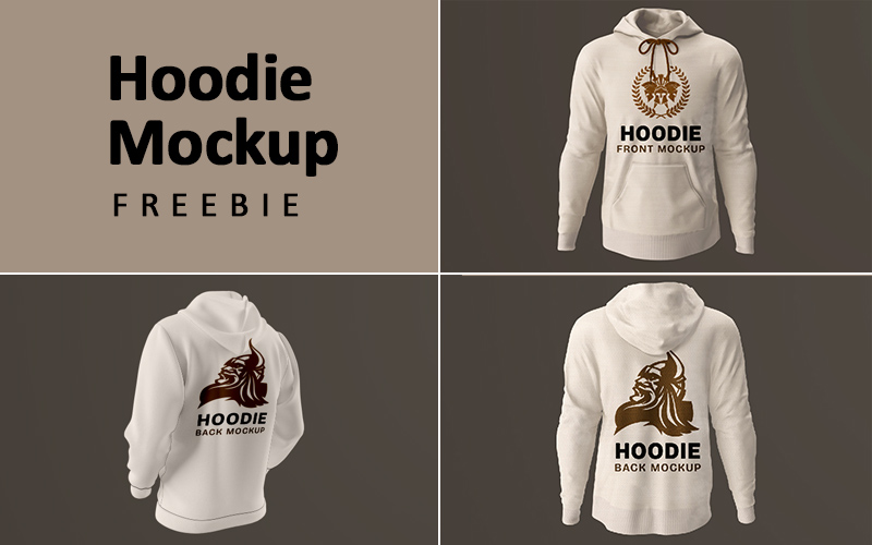 Collage of White Hoodie Mockup - Front, Back and Sideview