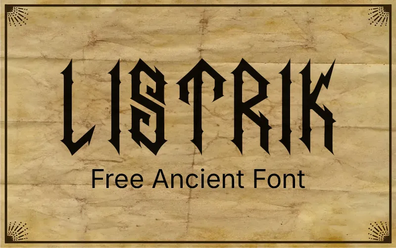 Free Ancient Font - Listrik Preview